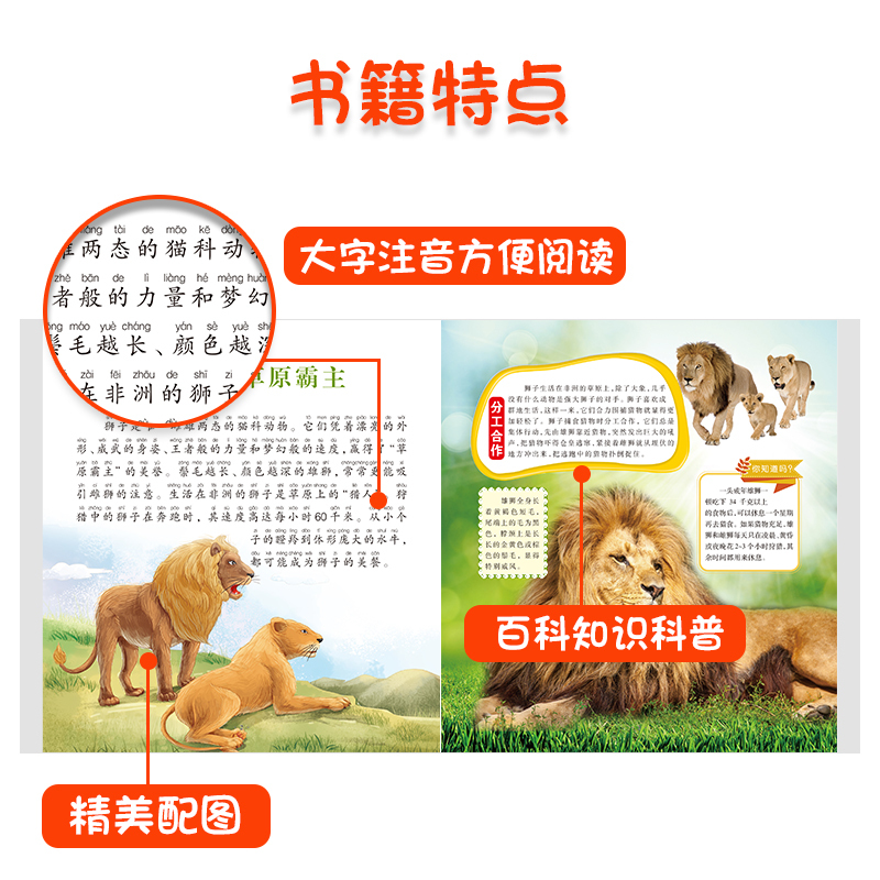 动物世界(彩图注音版) [正版]儿童百科全书趣味大百科绘本3-6-9岁注音版幼儿海洋世界植物动物科普书籍幼儿园小学生课外