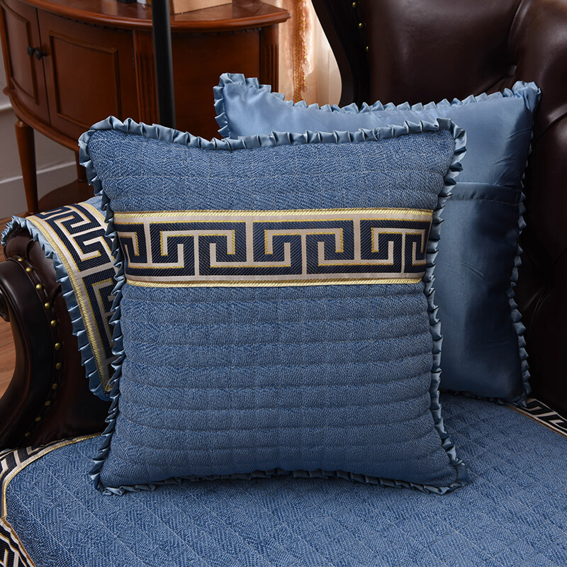 四季通用雪尼尔沙垫垫子布艺皮巾加厚防滑中式实木坐垫咖啡