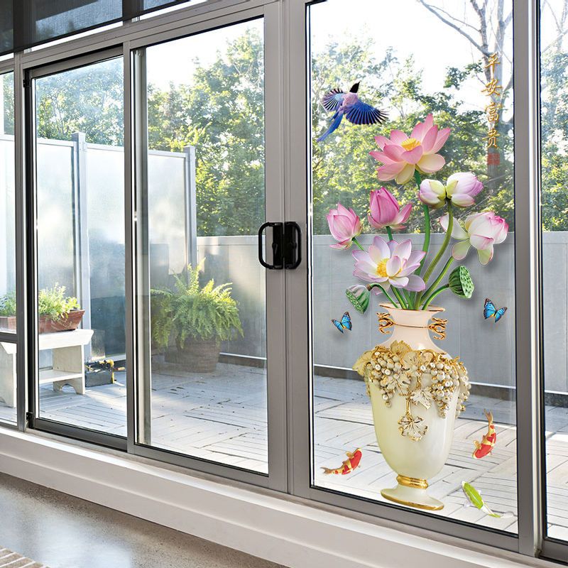 玻璃贴画墙纸自粘贴纸厨房浴室装饰防水贴纸阳台卫生间创意窗花贴3d