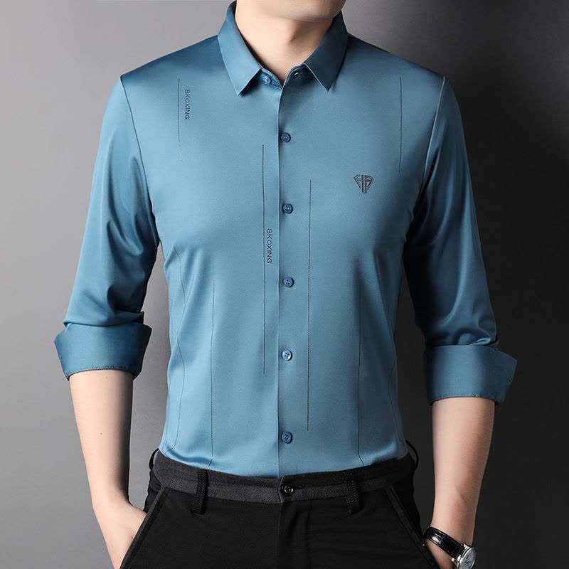 恒源祥2022年新款无痕免烫长袖衬衫男装商务休闲中年男士衬衣服春季薄款图片