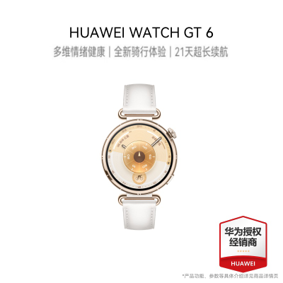 【智能手表】HUAWEI WATCH GT6 (KSU-B19) 41mm 白色复合素皮表带 浮光白