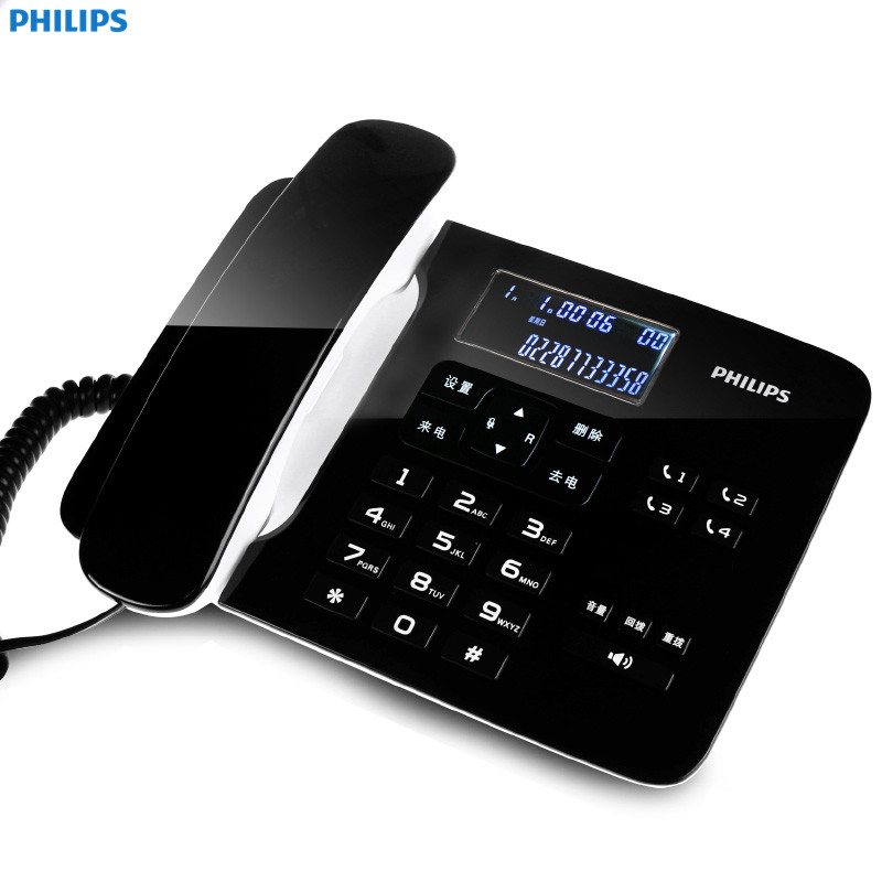飞利浦(Philips)CORD492普通家用/办公话机/有绳话机/来电显示/来电报号/固定电话座机 (黑色)
