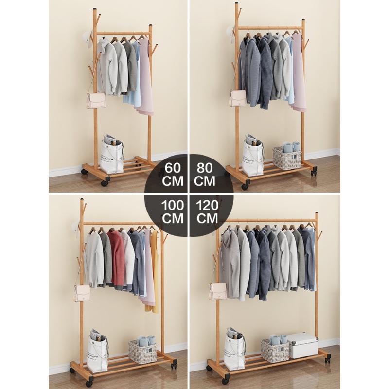 汐岩衣帽架双杆立式少女落地挂衣架包包架子家用卧室衣帽间放衣服高清大图