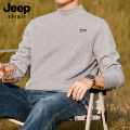 JEEP吉普羊毛蚕丝绒打底衫男半高领秋冬保暖长袖T恤中领2025ET L(适合115-130斤) 浅灰色