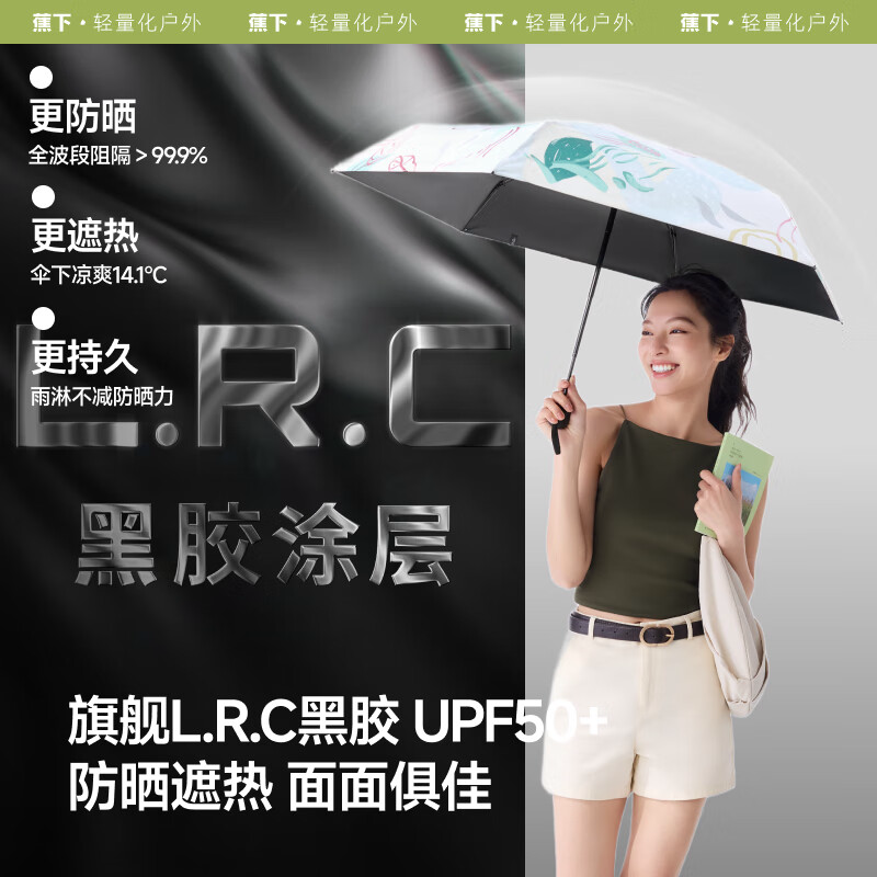 蕉下五折黑胶防晒伞BM663花信笺高清大图