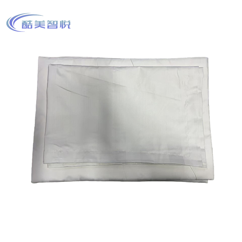 酷美智悦 白色缎条床上三件套150*200cm KM-FZ220套高清大图