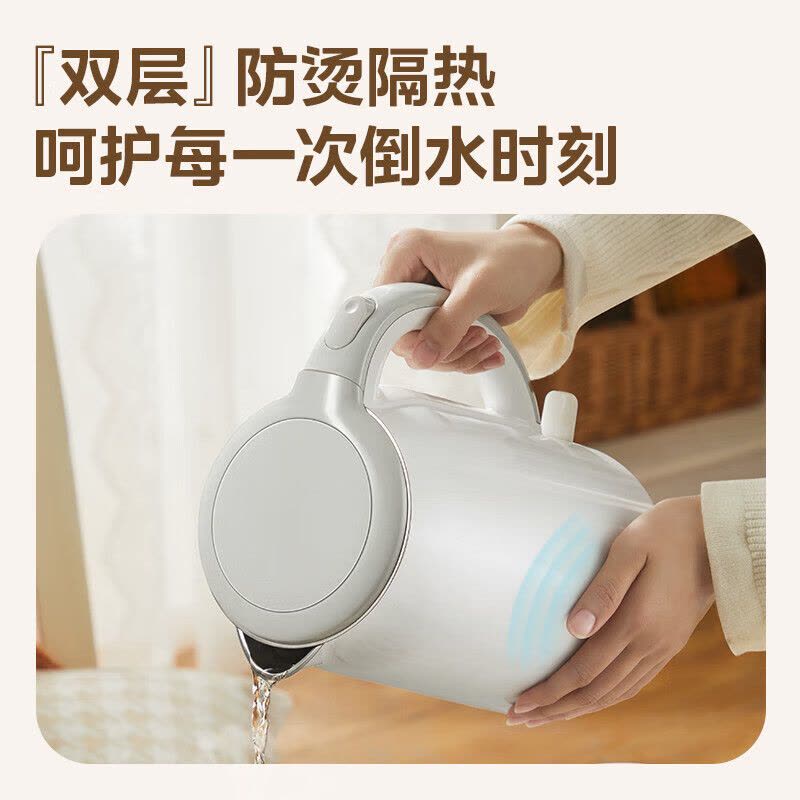 美的(Midea)[补贴]电水壶烧水壶热水壶 食品级304不锈钢双层防烫暖水壶1.7升大容量开水壶MK-SH17M301图片