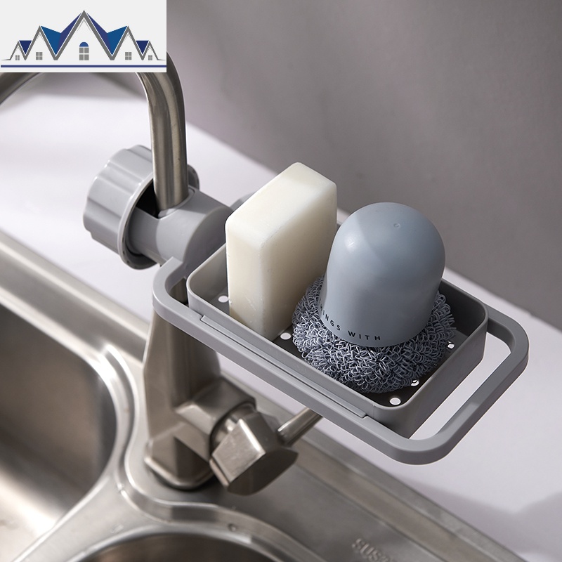 水龙头置物架夹式塑料防生锈多功能沥水篮厨房创意水抹布收纳架 三维工匠