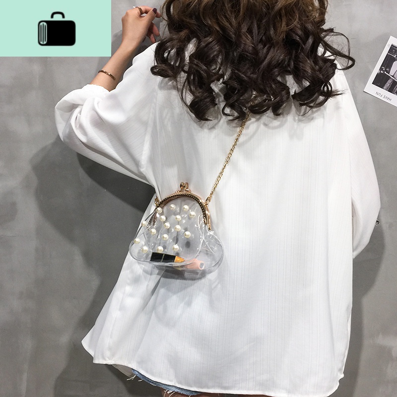 夏天透明小包包女包新款2020小清新韩版洋气仙女果冻贝壳包斜挎包NEWLAKE 透明