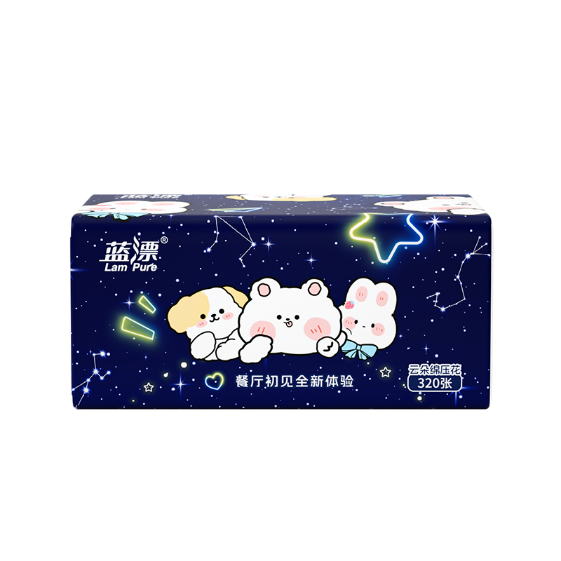 蓝漂 抽纸整箱原生木浆无香四层加厚大包卫生纸实惠装餐巾纸面巾纸16包