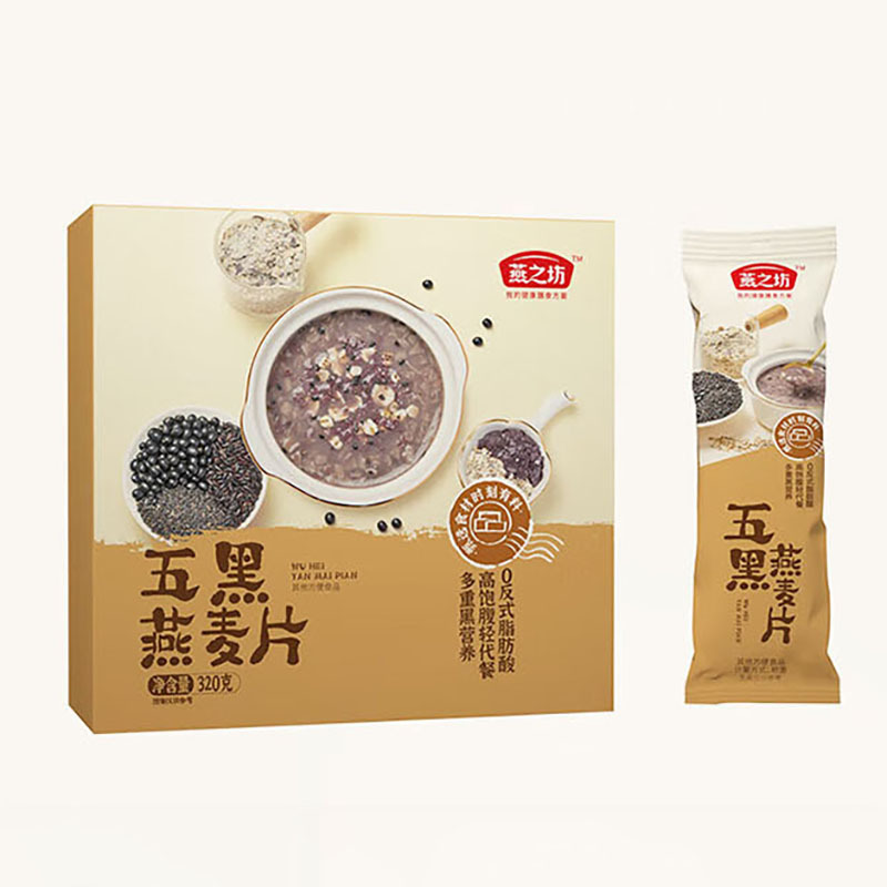燕之坊五黑燕麦片黑米黑豆黑芝麻黑麦片黑米片营养早餐320g