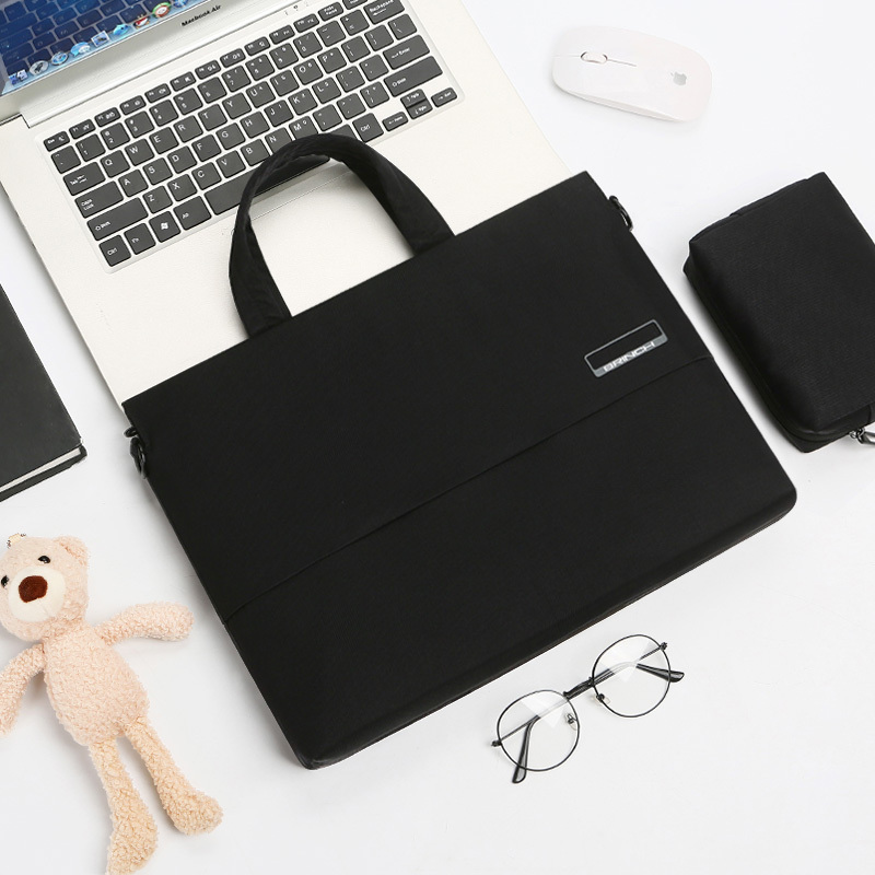 手提笔记本电脑包适用于华为matebook14苹果macbook13.3戴尔1|神秘黑+电源包+送小熊公仔 15寸