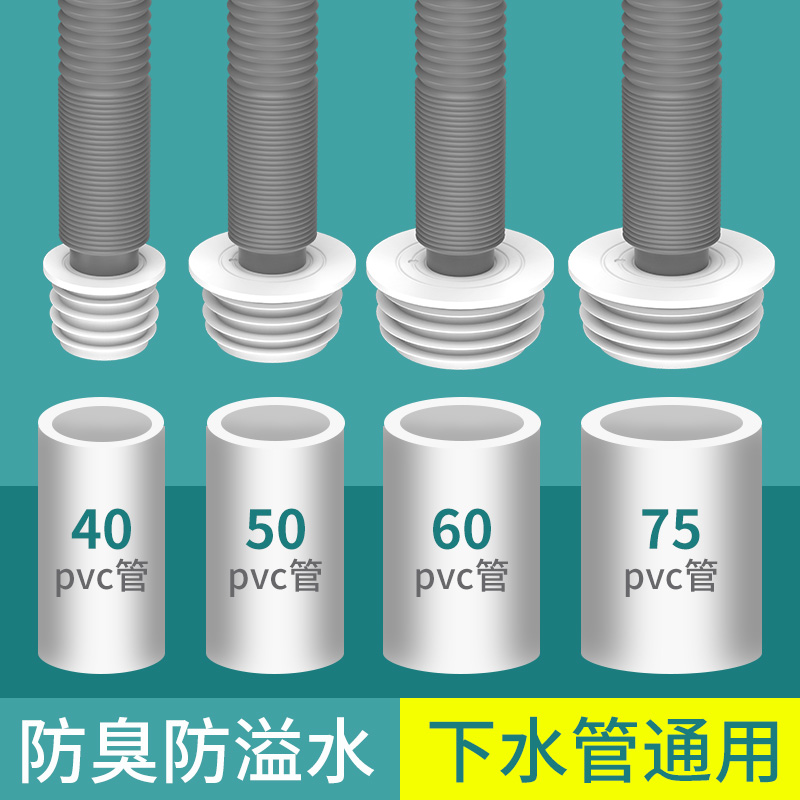 下水管道防返臭神器厨房洗菜盆排水管密封塞洗衣机配件堵口器 -白色--加厚密封圈【适用70--75mm】带防臭盖高清大图