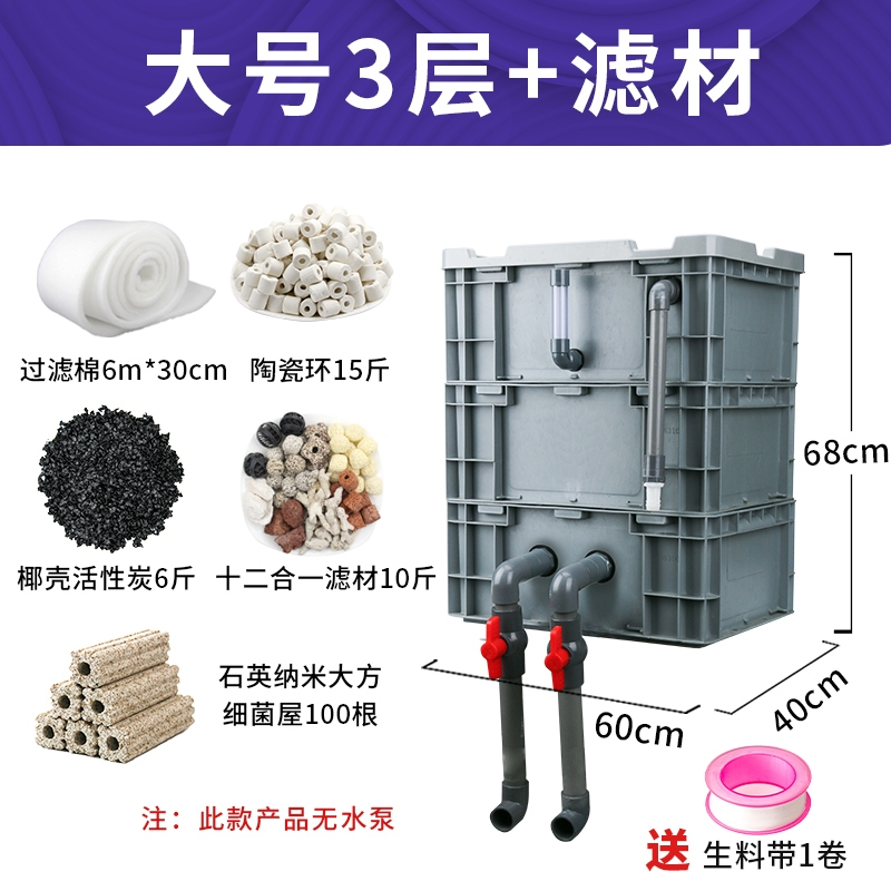 周转箱过滤箱鱼缸过滤器滴流盒上置过滤盒外置鱼池水循环系统 diy