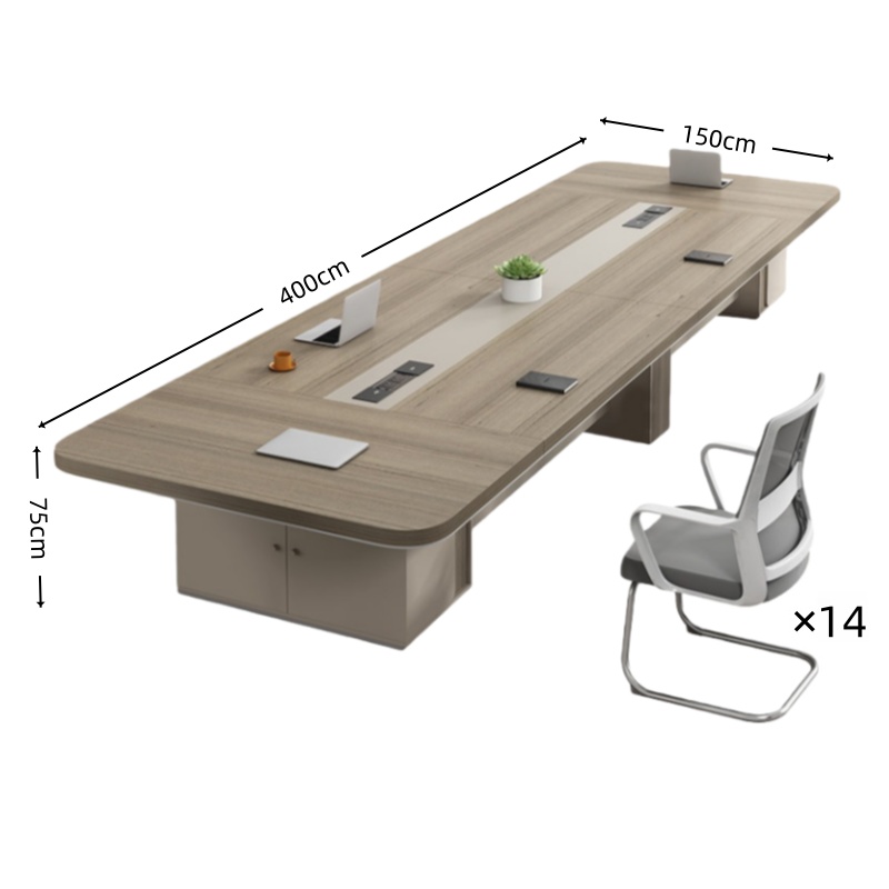 芙首泰会议桌椅4*1.5*0.75米+14椅套高清大图