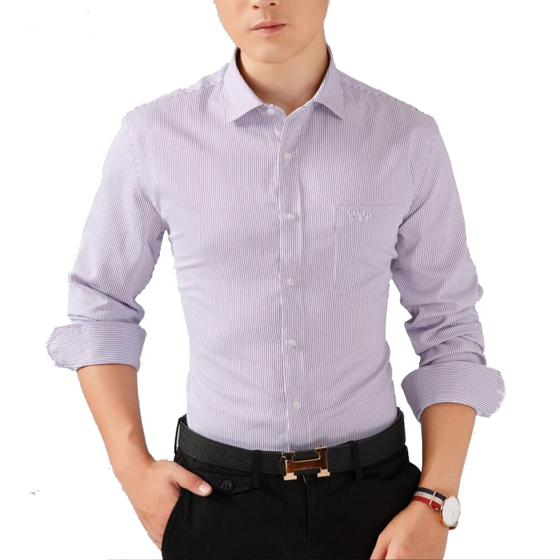 秋冬新款男士衬衫长袖青中年男式商务休闲百搭寸衫时尚修身打底衫男工