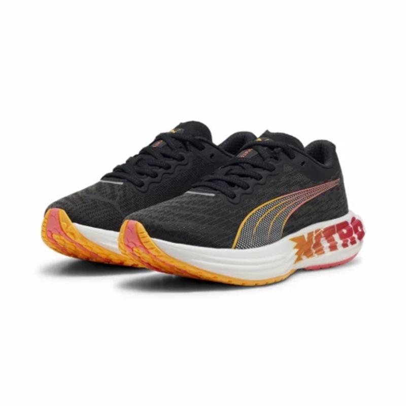 彪马(Puma)女款跑步鞋超轻缓震系带运动鞋2024新款黑橙撞色合成纤