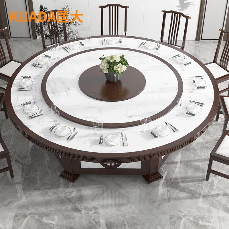 匡大 餐桌实木餐桌 圆餐桌2米手动餐桌KDT910高清大图
