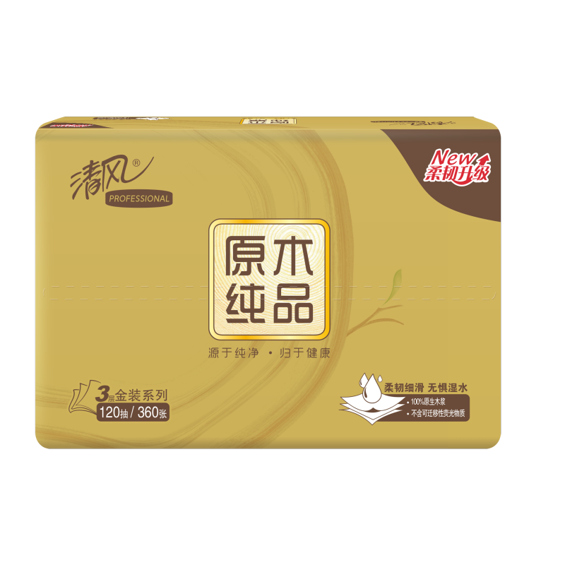 清风金装3层120抽3包*8抽取式面巾纸AR34SYF-24包高清大图
