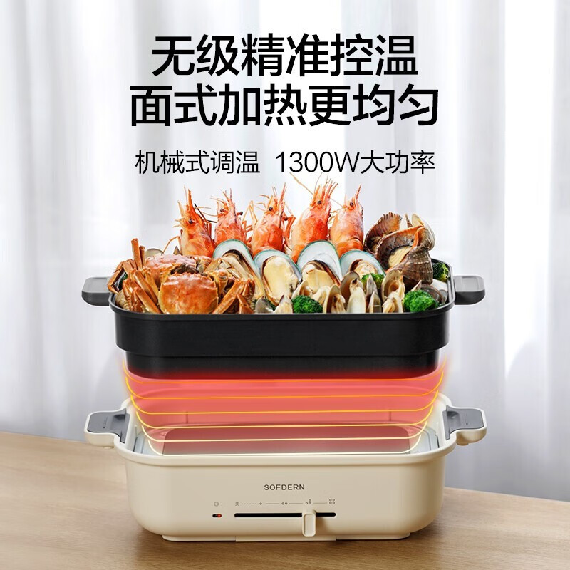 美的(Midea)多功能料理电烤肉锅家用电火锅煎炸烤炸炖锅一体电煮锅MC-DLC302001高清大图