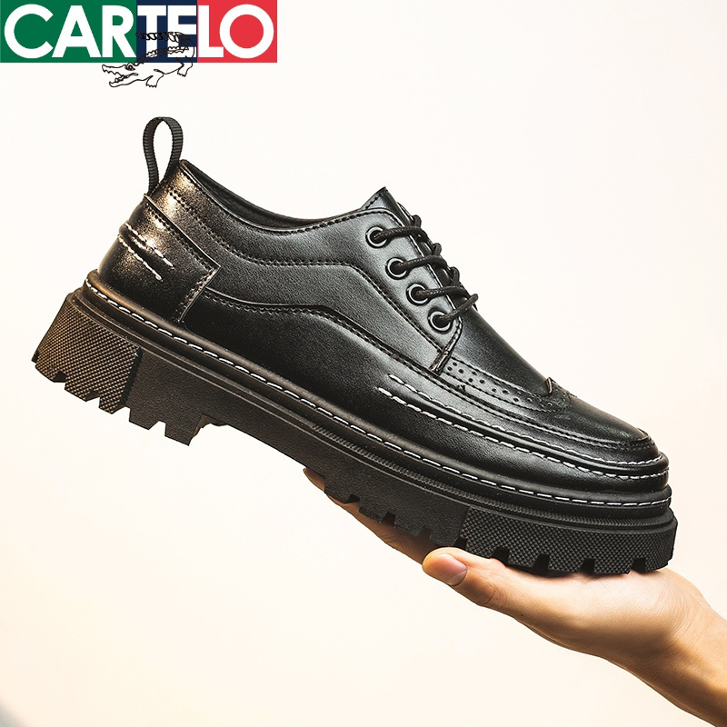 [线下专柜同款]卡帝乐鳄鱼(CARTELO)新款时尚布洛克男士小皮鞋休闲鞋男鞋板鞋