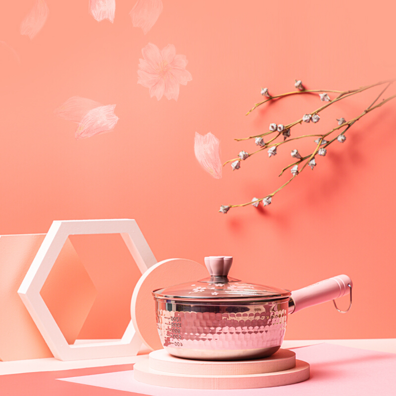 神田 锅具套装 樱花纹 18cm (锅+锅盖)套