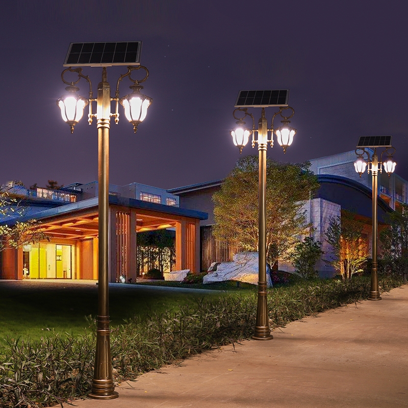 客太阳能户外庭院灯防水复古怀旧公园花园景观灯别墅门庭灯家用路灯