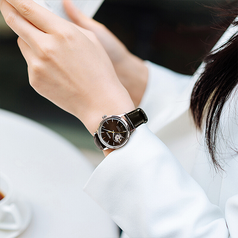 seiko精工手表女日本进口镂空表盘鸡尾酒机械表皮带女表ssa783j1