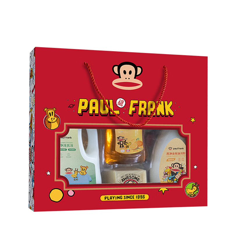 大嘴猴(Paul Frank)大嘴猴贴心管家四件套 椰油洗衣皂300g洗洁精500g油污剂625g洗衣液1.5L高清大图