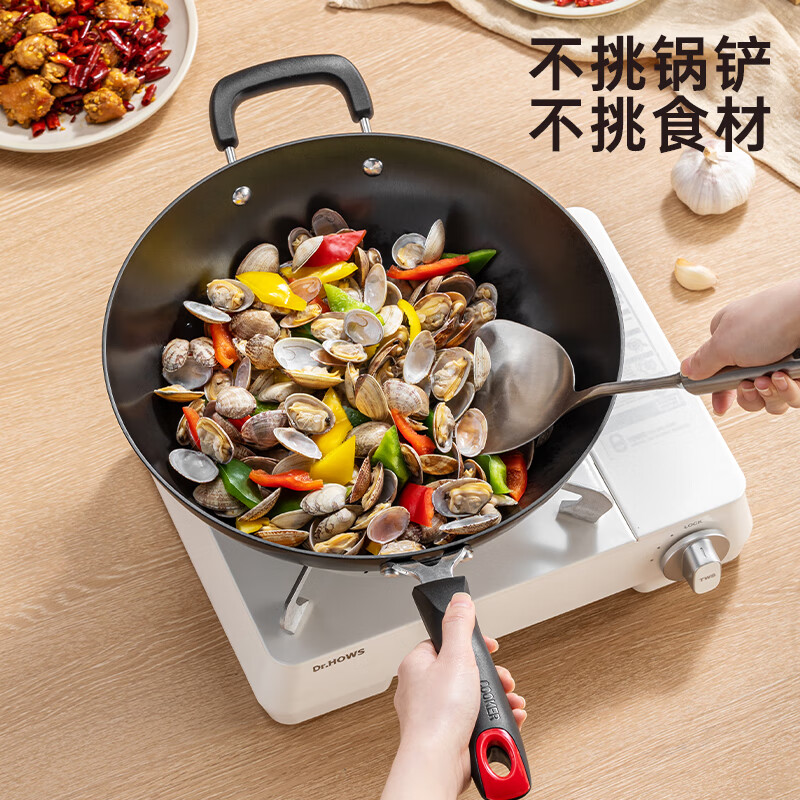 炊大皇铁锅炒锅 传世32cm无涂层铸铁炒菜锅 电磁炉燃气灶通用锅具高清大图