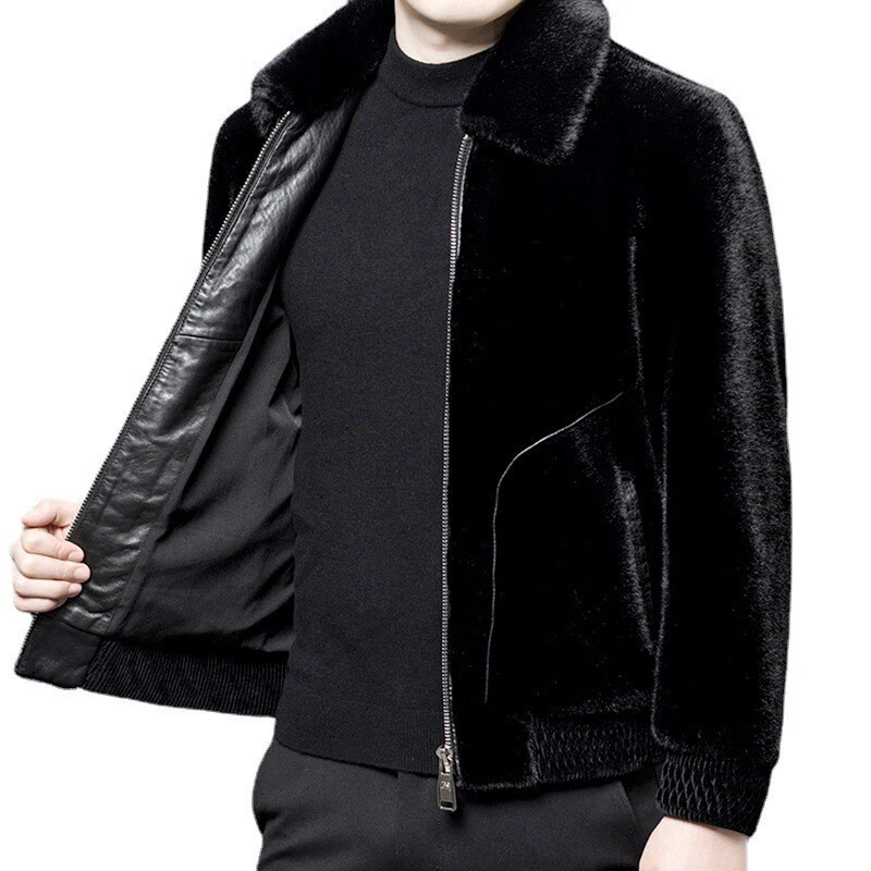 斯哲维世旗舰店品牌轻奢男装夹克男冬季新款貂皮大衣金貂绒休闲短款