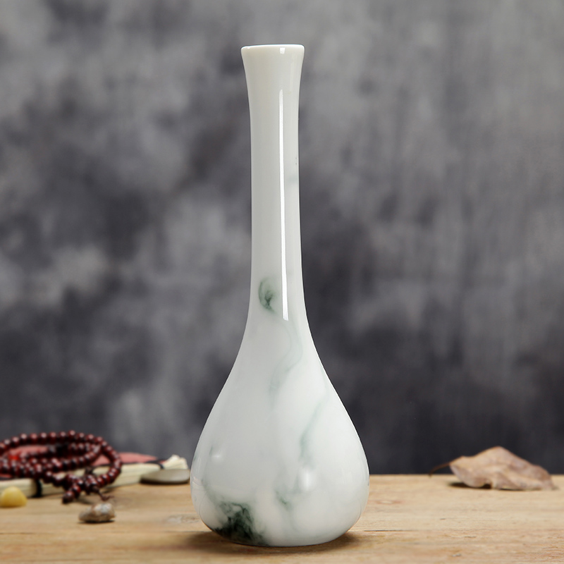 中国风小清新陶瓷花瓶摆件客厅插花装饰品家居创意中式水培干花器 三维工匠 扶风瓶/水墨高清大图
