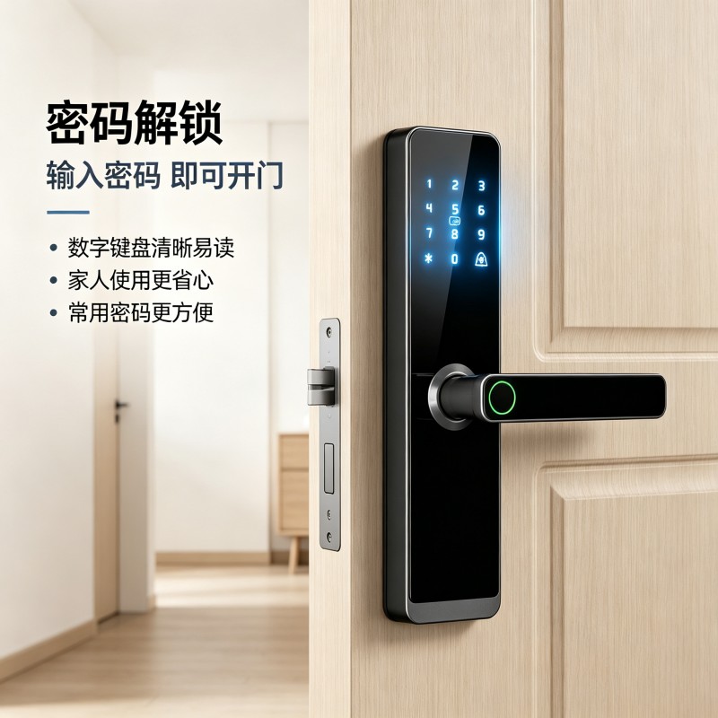 柯美康智能锁 B26 木门锁 tuya功能 电子门锁 家用防盗锁 密码锁高清大图