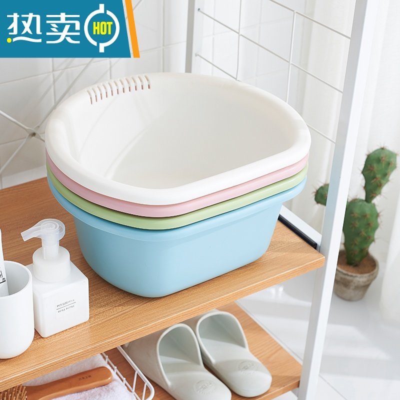 敬平家用脸盆洗衣盆洗脚盆加厚塑料卫生间浴室洗漱盆方形厨房洗菜盆子高清大图