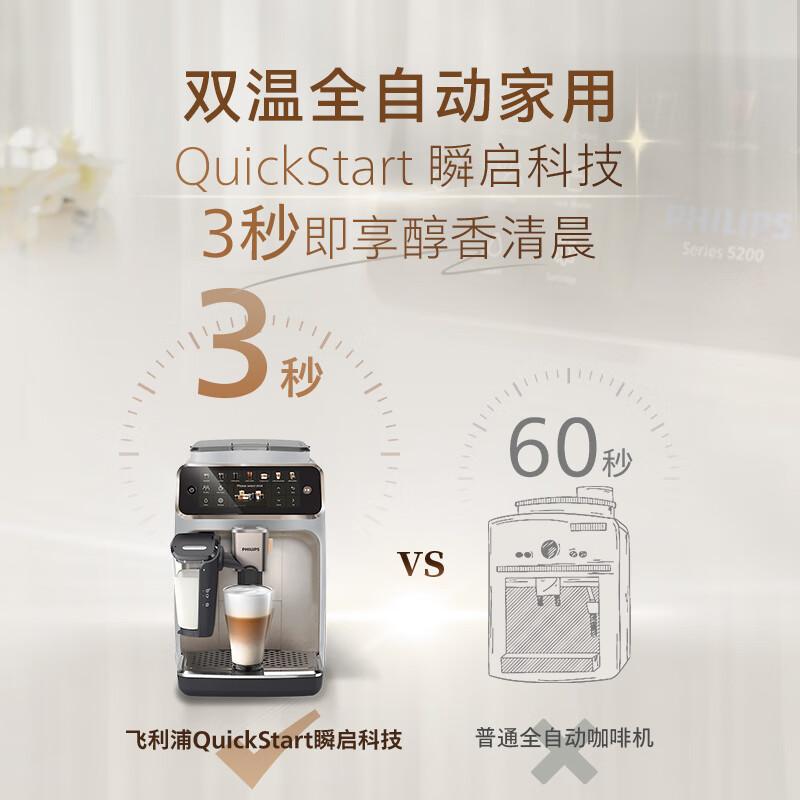 飞利浦新5系pro意式全自动家用咖啡机 研磨一体冷热双温3秒速启 旗舰款EP5242国家补贴 送礼