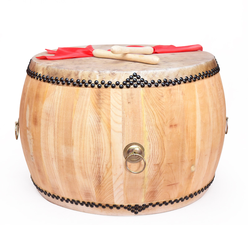 HGB-18(60cm*50cm)黄牛皮战鼓椿木白茬鼓大鼓龙鼓白胚堂鼓威风锣鼓中国红成人儿童演鼓扁鼓堂鼓原木色定制鼓