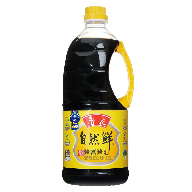 鲁花自然鲜酱香酱油1.28L+鲁花料酒1L家用提鲜去腥调味品组合装高清大图