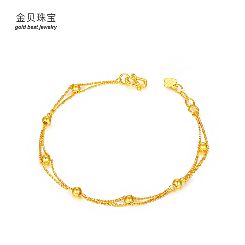goldbest金贝珠宝足金手链女款时尚首饰圆光珠抖音转运珠黄金手链ghjs