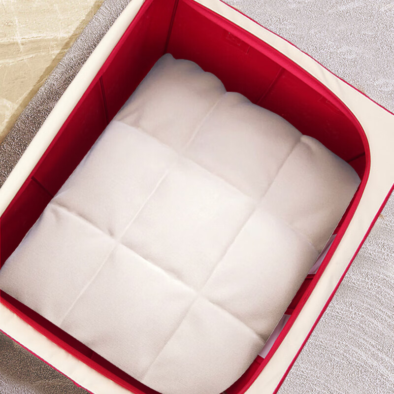 安巢家居(ANCHOW)折叠衣物收纳箱布艺抽屉收纳盒牛津布被子玩具储物箱家用箱子整理AJ255红色55L高清大图