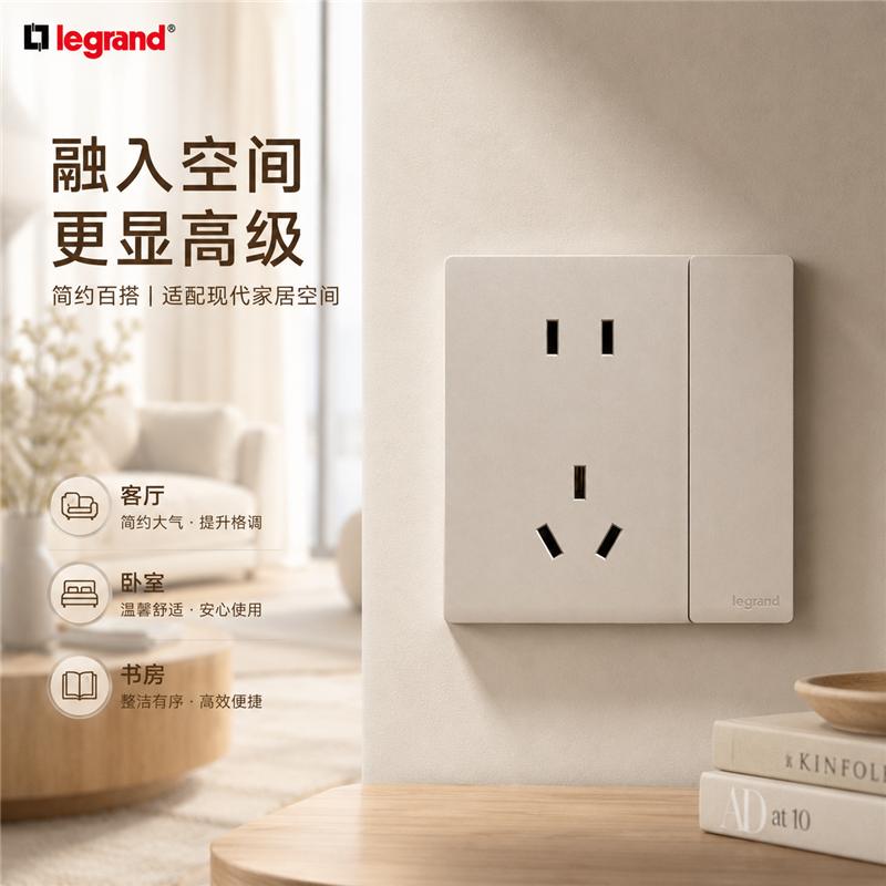 罗格朗/LEGRAND 带开关五孔插座 暗装 F6C/15/10USL-C2 个高清大图