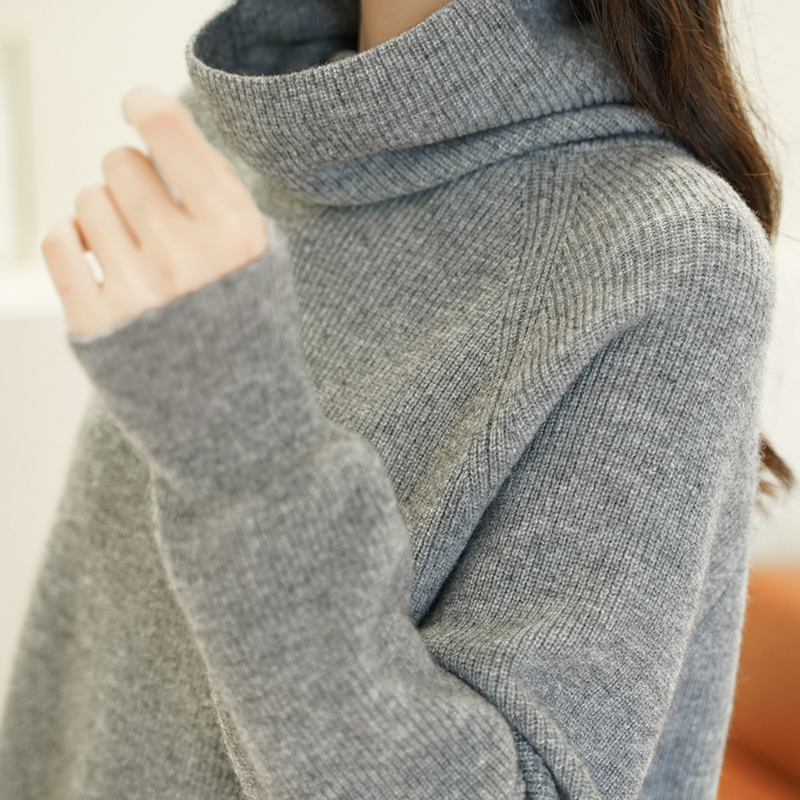 奴2021年秋冬新款羊毛衫女高领加厚羊毛衫韩版宽松慵懒风针织打底衫