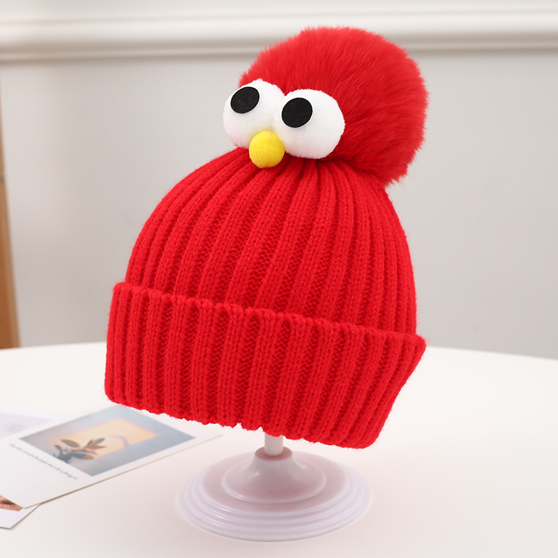 秋冬季可爱宝宝毛线套头男童女童婴儿幼儿韩版超萌眼睛帽子潮帽子童