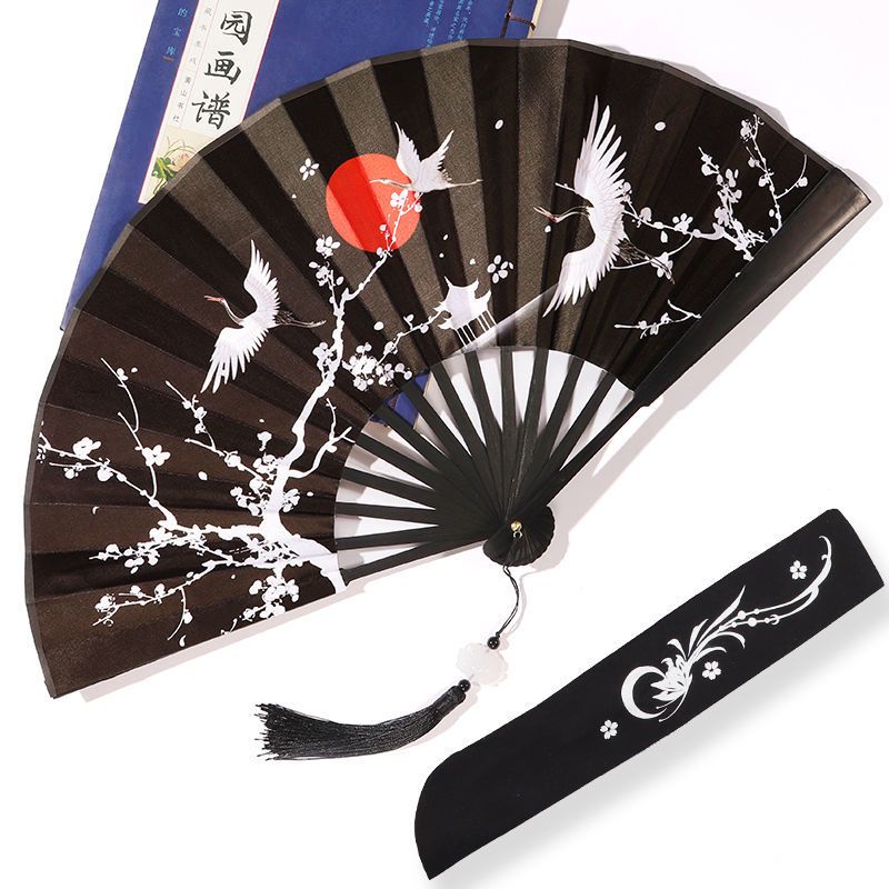 九尾狐古风扇子超仙汉服折扇女夏季随身扇手工折叠竹扇舞蹈扇紫樱仙境