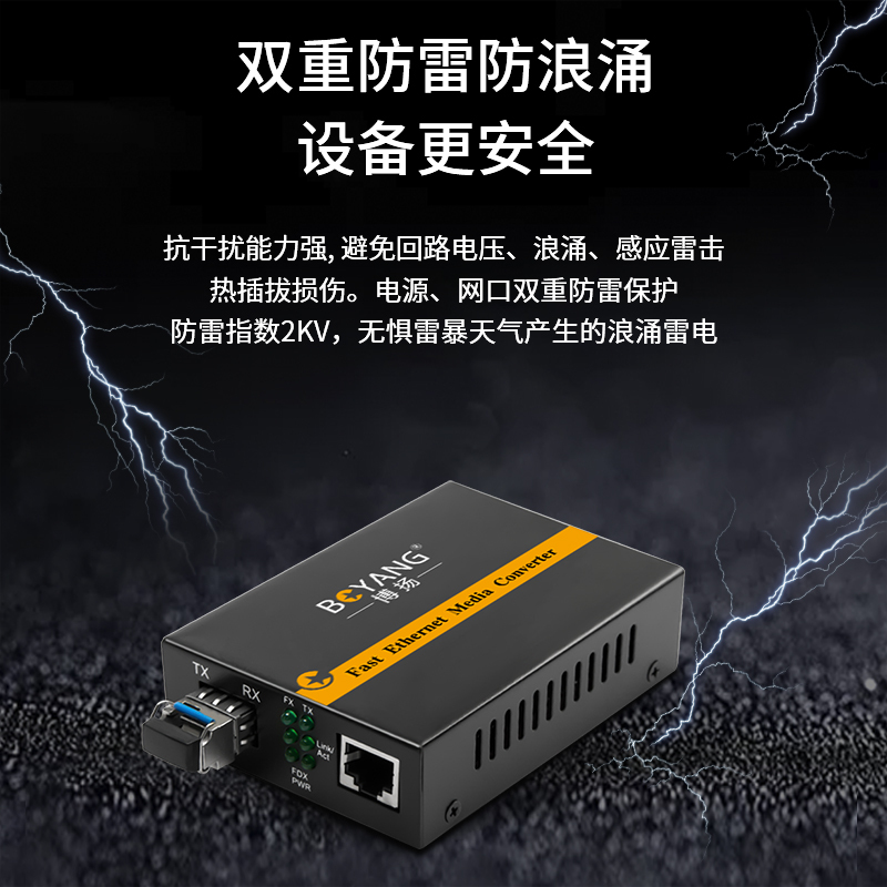 博扬 BY-WG613A-LC-100KM电信级千兆单模单纤光纤收发器光电转换器 支持14槽机架 外置电源A端100公里