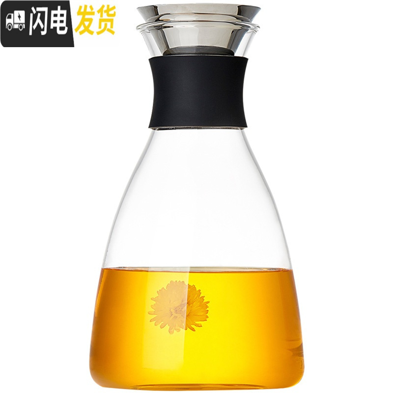 三维工匠冷水壶玻璃耐热高温防爆家用大容量凉白开水瓶透明扎壶果汁壶套装 1250+2杯(加厚款)凉水壶