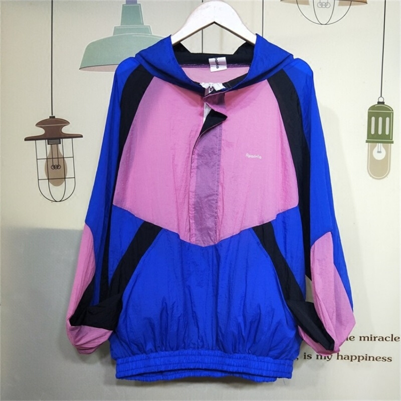 2018春夏新款印花立领防晒衣女长袖薄款棒球服短款夹克拼色外套潮