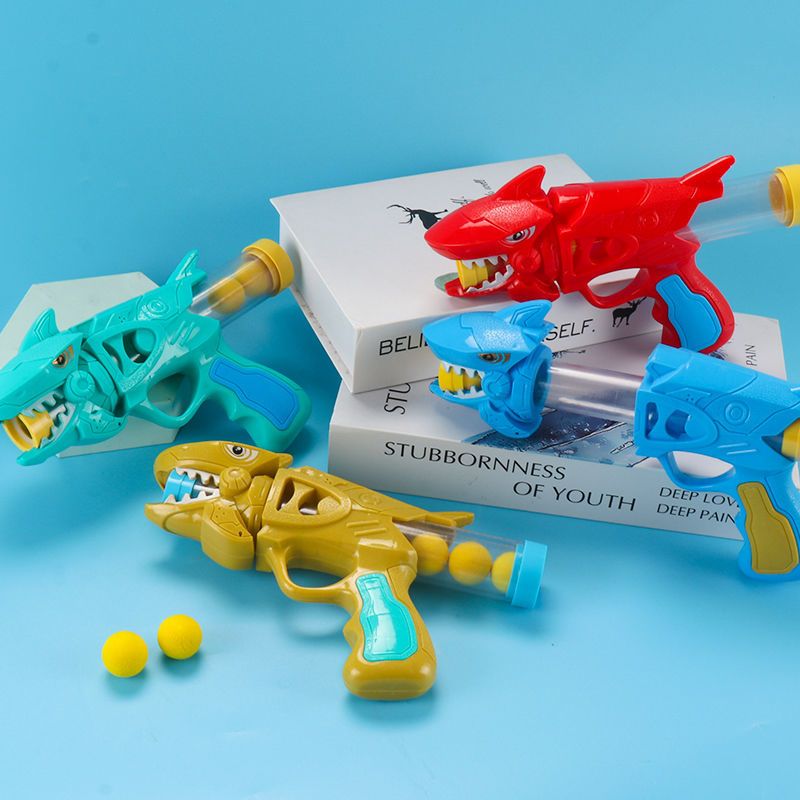 儿童玩具空气动力玩具软弹枪射击男孩3岁益智亲子互动鲨鱼玩具枪eva软