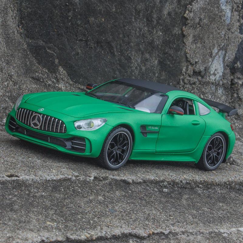 gtr绿魔跑车合金汽车模型仿真儿童玩具男孩节日礼物 1/24大号奔驰gt