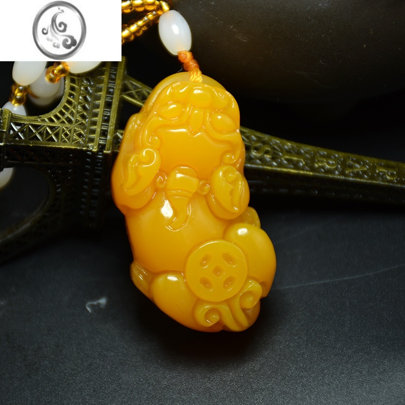 jimi新疆玉和田玉玉貔貅黄玉貔貅玉麒麟玉吊坠黄龙玉貔貅玉挂坠玉项链