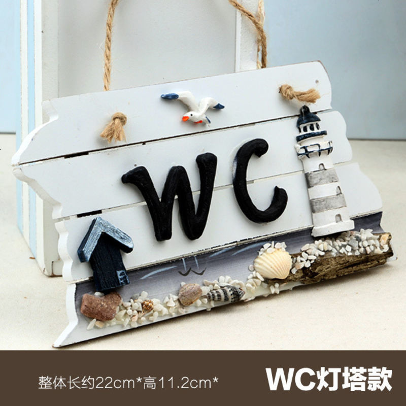 创意地中海木质挂牌 厕所/卫生间指示牌-WC字母挂件装饰